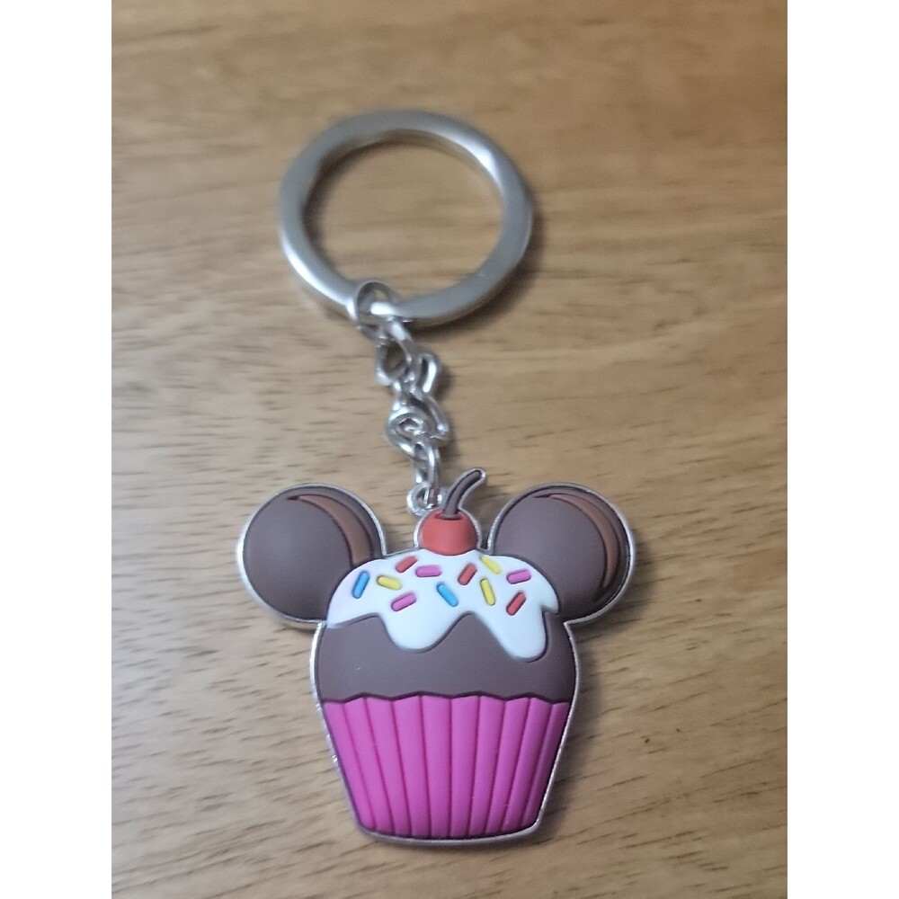 Disney Pink & Brown Cupcake Mouse Keychain
